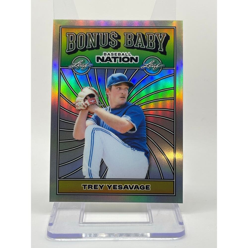 2025 Leaf Baseball Nation Trey Yesavage Bonus Baby Silver Refractor 15/15 SP